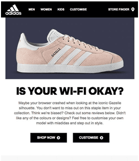 excellent example of abandoned cart emails